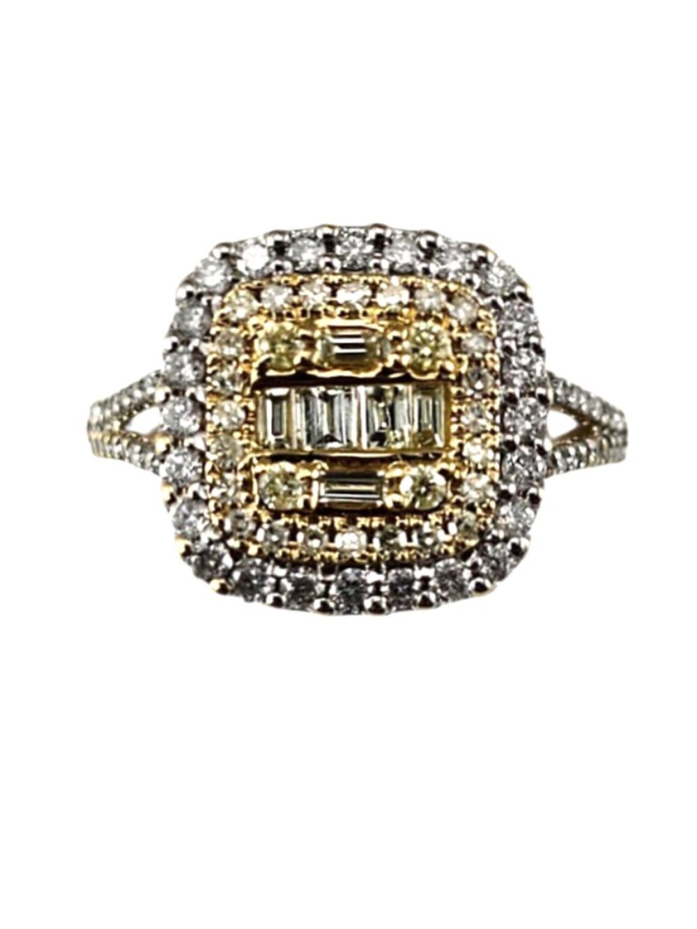 14K White and Yellow Gold Diamond Cluster Ring Size 7.25 #25113
